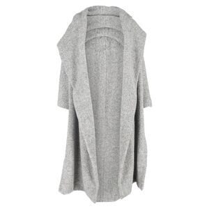 Max Mara Long Open Coat in Grey Wool